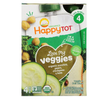 Nurture Inc. (Happy Baby), Happy Tot, Love My Veggies, Zucchini, Pears, Chickpeas & Kale, 4 Pouch, 4.22 oz (120 g) Each