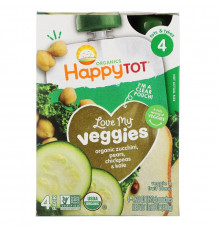 Nurture Inc. (Happy Baby), Happy Tot, Love My Veggies, Zucchini, Pears, Chickpeas & Kale, 4 Pouch, 4.22 oz (120 g) Each