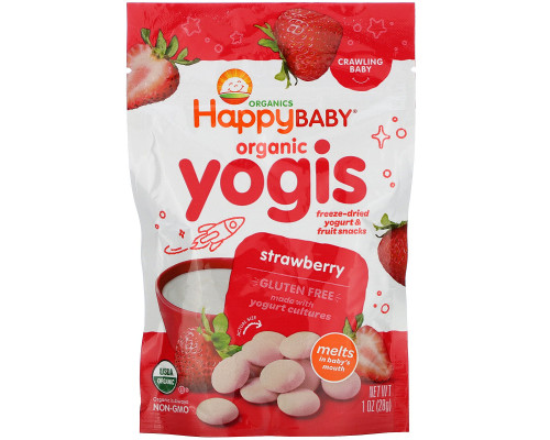 Nurture Inc. (Happy Baby) happyyogis Йогуртово-фруктовые снэки со вкусом клубники 1 унция (28 г) Nurture Inc. (Happy Baby) happyyogis Йогуртово-фруктовые снэки со вкусом клубники 1 унция (28 г)
