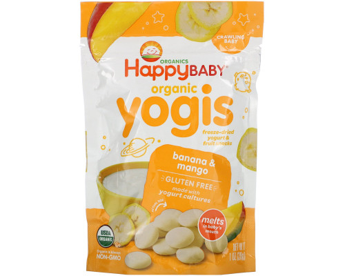 Nurture Inc. (Happy Baby) happyyogis Йогуртово-фруктовые снэки со вкусом банана и манго 1 унция (28 г) Nurture Inc. (Happy Baby) happyyogis Йогуртово-фруктовые снэки со вкусом банана и манго 1 унция (28 г)