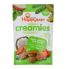 Nurture Inc. (Happy Baby) Торговая марка happycreamies Закуска с овощами и фруктами Яблоко шпинат горох и киви 1 унция (28 г)
