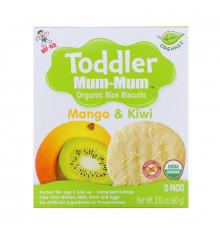 Hot Kid, Печенье с органическим рисом Toddler Mum-Mum, манго и киви, 12 упаковок, 60 г