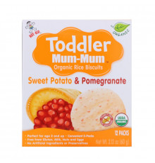 Hot Kid, Печенье с органическим рисом Toddler Mum-Mum, батат и гранат, 12 упаковок, 60 г