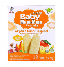 Hot Kid, Baby Mum-Mum, Rice Rusks, Organic Super Tropical, 12 2-Packs, 1.76 oz (50 g) Each