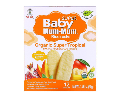 Hot Kid, Baby Mum-Mum, Rice Rusks, Organic Super Tropical, 12 2-Packs, 1.76 oz (50 g) Each