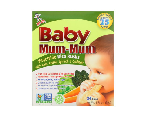 Hot Kid Baby Mum-Mum овощные рисовые сухари 24 сухаря 50 г каждый Hot Kid Baby Mum-Mum овощные рисовые сухари 24 сухаря 50 г каждый