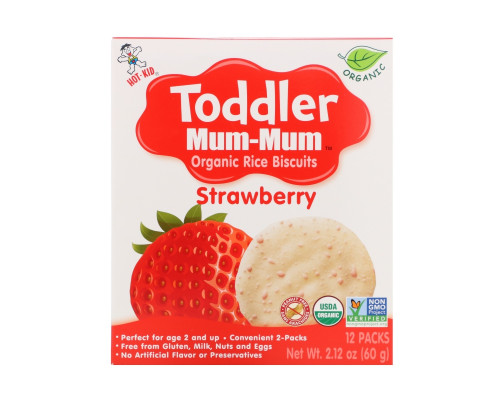 Hot Kid Toddler Mum-Mum органическое клубничное рисовое печенье 24 печений 176 унции (50 г) Hot Kid Toddler Mum-Mum органическое клубничное рисовое печенье 24 печений 176 унции (50 г)
