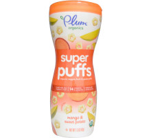 Plum Organics Super Puffs органические колечки из овощей фруктов и злаков манго и батат 15 унции (42 г)