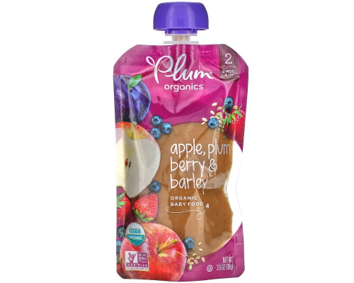 Plum Organics Органическое детское питание стадия 2 слива ягоды и ячмень 35 унции (99 г) Plum Organics Органическое детское питание стадия 2 слива ягоды и ячмень 35 унции (99 г)