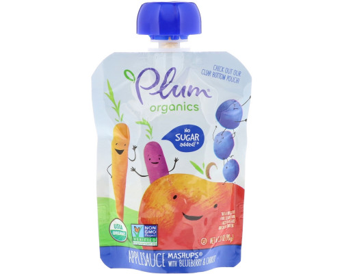 Plum Organics, Organic Mashups, Blueberry Blitz, 4 Pouches, 3.17 oz (90 g) Each