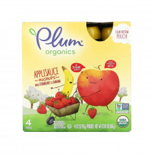 Plum Organics, Plum, Organic Mashups, Strawberry Banana, 4 Pouches, 3.17 oz (90 g) Each