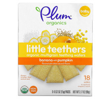 Plum Organics Little Yums органические вафли для прорезывающихся зубов тыква и банан 6 упаковок 05 унции (141 г) каждая