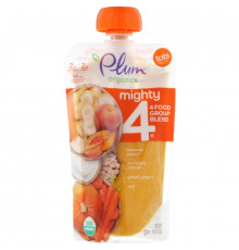 Plum Organics Mighty 4 питательная смесь тыква гранат киноа греческий йогурт  для малышей 4 унции (113 г)