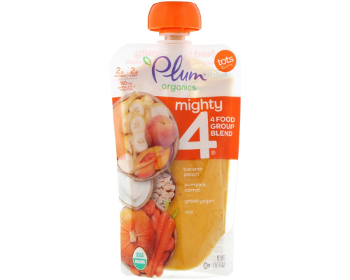 Plum Organics Mighty 4 питательная смесь тыква гранат киноа греческий йогурт для малышей 4 унции (113 г) Plum Organics Mighty 4 питательная смесь тыква гранат киноа греческий йогурт для малышей 4 унции (113 г)