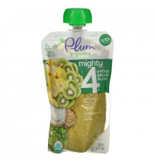 Plum Organics Mighty 4 питательная смесь шпинат киви ячмень греческий йогурт 4 унции (113 г)