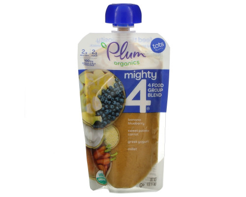 Plum Organics Удивительная смесь из 4 основных питательных продуктов: сладкий картофель черника просо греческий йогурт 4 унции (113 г) Plum Organics Удивительная смесь из 4 основных питательных продуктов: сладкий картофель черника просо греческий йогурт 4 унции (113 г)