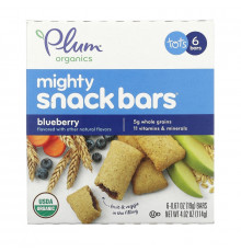 Plum Organics Батончик Mighty 4 необходимое питание голубика с морковью 6 батончиков по 067 унции (19 гр) каждый