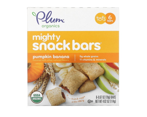 Plum Organics Mighty 4 Essential Nutrition Bar Pumpkin Banana 6 Bars 6-.67 oz (19 g) Each