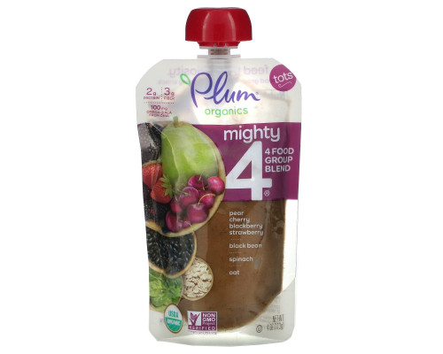 Plum Organics, Might 4, Tots, Essential Nutrition Blend, Spinach, Cherry, Oats, Black Beans, 4 oz (113 g) Plum Organics, Might 4, Tots, Essential Nutrition Blend, Spinach, Cherry, Oats, Black Beans, 4 oz (113 g)