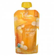 Plum Organics Детское питание этап 2 черника тыква и банан 4 унции (113 г)