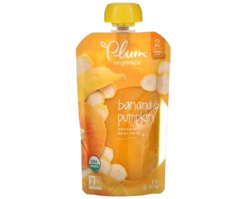 Plum Organics Детское питание этап 2 черника тыква и банан 4 унции (113 г) Plum Organics Детское питание этап 2 черника тыква и банан 4 унции (113 г)
