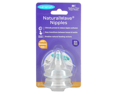 Lansinoh, mOmma, Соски NaturalWave, 2 соски со средним потоком Lansinoh, mOmma, Соски NaturalWave, 2 соски со средним потоком