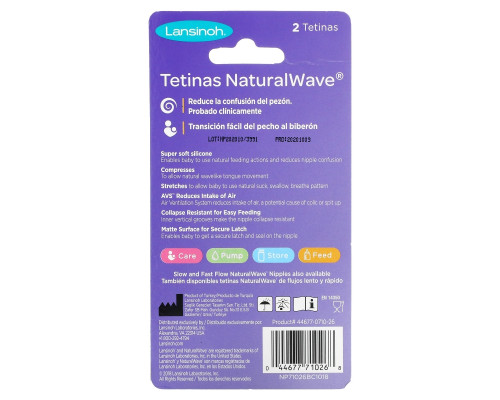 Lansinoh, mOmma, Соски NaturalWave, 2 соски со средним потоком Lansinoh, mOmma, Соски NaturalWave, 2 соски со средним потоком
