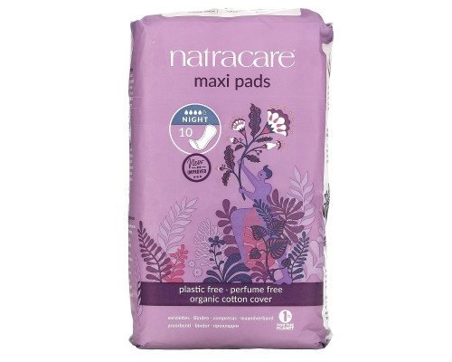 Natracare, Прокладки макси, ночные, 10 штук Natracare, Прокладки макси, ночные, 10 штук