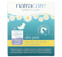 Natracare, Прокладки ультра, покрытие из органического хлопка, длинные, 10 штук