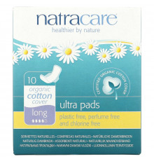 Natracare, Прокладки ультра, покрытие из органического хлопка, длинные, 10 штук