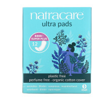 Natracare, Прокладки ультра, покрытие из органического хлопка, супер+, 12 штук