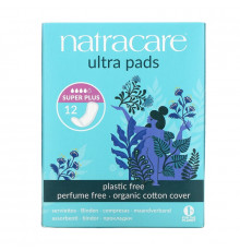 Natracare, Прокладки ультра, покрытие из органического хлопка, супер+, 12 штук