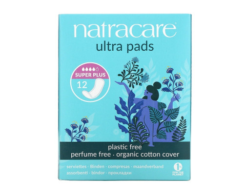 Natracare, Прокладки ультра, покрытие из органического хлопка, супер+, 12 штук Natracare, Прокладки ультра, покрытие из органического хлопка, супер+, 12 штук