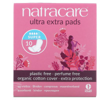 Natracare, Органические и натуральные прокладки Ultra Extra, супер,из органического хлопка, 10 прокладок