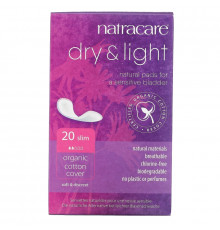 Natracare, Dry & Light, покрытие из органического хлопка, Slim, 20 прокладок