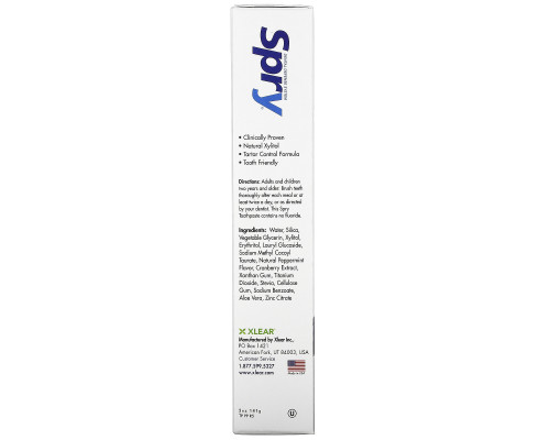 Xlear Inc (Xclear) Spry Ксилит Зубная паста мята перечная 4 oz (113 г) Xlear Inc (Xclear) Spry Ксилит Зубная паста мята перечная 4 oz (113 г)