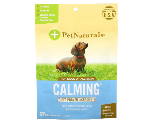 Pet Naturals, Успокаивающее средство для собак, 30 жевательных таблеток, 1,59 унции (45 г) Pet Naturals, Успокаивающее средство для собак, 30 жевательных таблеток, 1,59 унции (45 г)