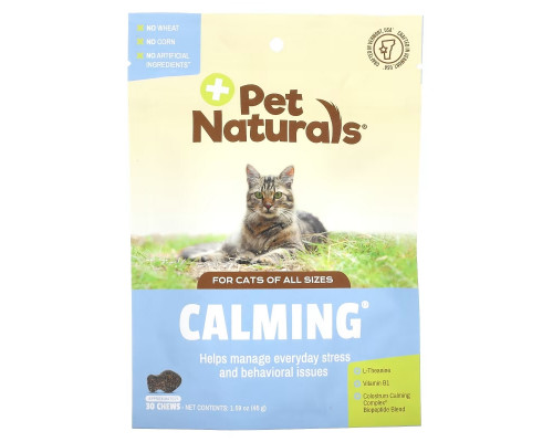 Pet Naturals, успокаивающие таблетки для кошек, 30 жевательных таблеток, 45 г (1,59 унции) Pet Naturals, успокаивающие таблетки для кошек, 30 жевательных таблеток, 45 г (1,59 унции)