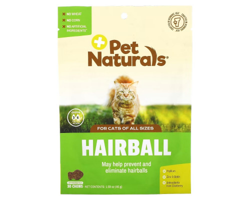 Pet Naturals, Hairball, For Cats, All Sizes, 30 Chews, 1.59 oz (45 g) Pet Naturals, Hairball, For Cats, All Sizes, 30 Chews, 1.59 oz (45 g)