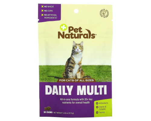 Pet Naturals, Ежедневный мультивитамин, для кошек, 30 жевательных таблеток, 1.32 унции (37.5 г)
