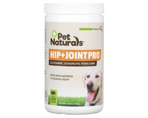 Pet Naturals, Hip + Joint Pro, добавка для собак, 130 жевательных таблеток, 520 г (18,34 унции) Pet Naturals, Hip + Joint Pro, добавка для собак, 130 жевательных таблеток, 520 г (18,34 унции)