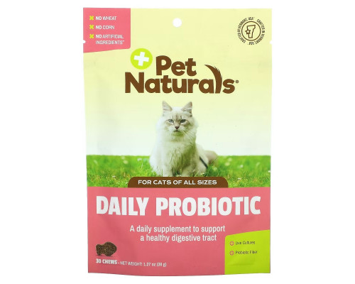Pet Naturals, Daily Probiotic, For Cats, All Sizes, 30 Chews, 1.27 oz (36 g) Pet Naturals, Daily Probiotic, For Cats, All Sizes, 30 Chews, 1.27 oz (36 g)