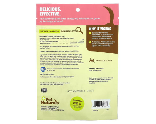 Pet Naturals, Daily Probiotic, For Cats, All Sizes, 30 Chews, 1.27 oz (36 g) Pet Naturals, Daily Probiotic, For Cats, All Sizes, 30 Chews, 1.27 oz (36 g)
