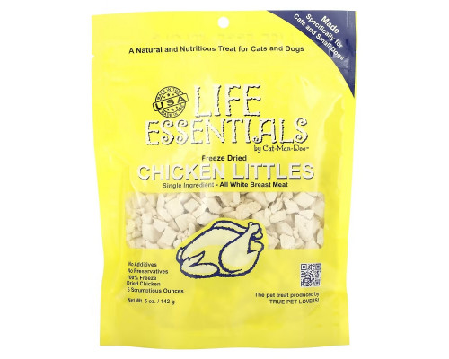 Cat-Man-Doo, Life Essentials, кусочки сублимированной курицы, для кошек и собак, 142 г (5 унций)