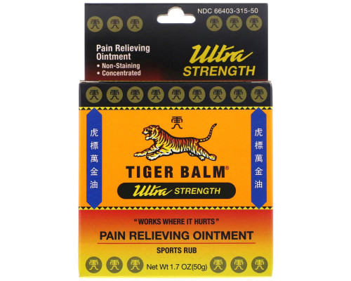 Tiger Balm, Мазь для снятия боли, ультра-сила, 1,7 унции (50 г)