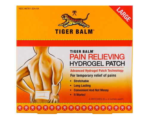Tiger Balm, Обезболивающий пластырь, большой размер, 4 шт. (8 x 4 дюймов шт.) Tiger Balm, Обезболивающий пластырь, большой размер, 4 шт. (8 x 4 дюймов шт.)