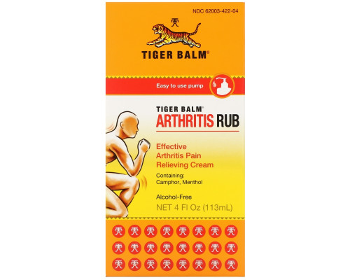 Tiger Balm, Arthritis Rub, без спирта, 4 жидких унций (113 мл) Tiger Balm, Arthritis Rub, без спирта, 4 жидких унций (113 мл)