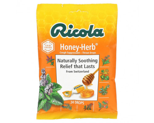От гриппа и простуды Ricola, Натуральный мед из трав, 24 капли От гриппа и простуды Ricola, Натуральный мед из трав, 24 капли