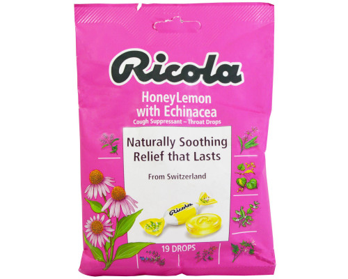 Ricola, HoneyLemon, средство от кашля с эхинацеей, 19 драже Ricola, HoneyLemon, средство от кашля с эхинацеей, 19 драже