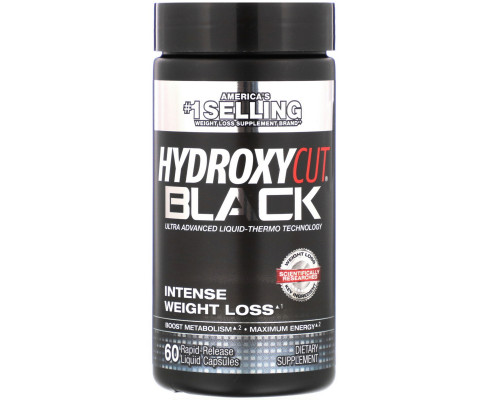 Hydroxycut, Черный, 60 жидких капсул с быстрым высвобождением Hydroxycut, Черный, 60 жидких капсул с быстрым высвобождением